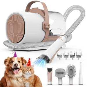 AIRROBO Dog Grooming Kit, 5 Grooming Tools, Pet Grooming Vacuum, Dog Clippers Kit, Low noise, PG50