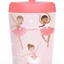 Kid Insulated Stainless Steel Tumbler with Silicone Straw, 12oz Sippy Cup for Kids (Pink Ballerina) (Ballet)