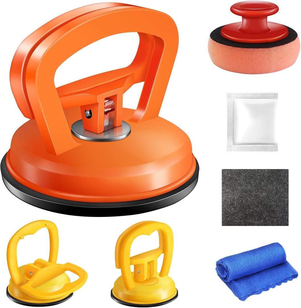 WASAIQI Dent Puller,Car Dent Puller 3 Pack Dent Remover Tool Suction Cup Dent Puller Dent Removal Kit for Car and Dent Repair Kit for Car Body,Tiles Lifting,Objects Moving,Screen (Yellow+Orange+Blue)