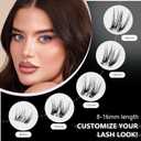 Glue-Free Wispy Lash Clusters Kit, 90 Pcs Individual Eyelash Clusters (8-16mm C Curl)- DIY Lash Extension Kit with eyelashes Tweezers, Natural Fluffy Fake Lashes for Home Use, Beginners Friendly