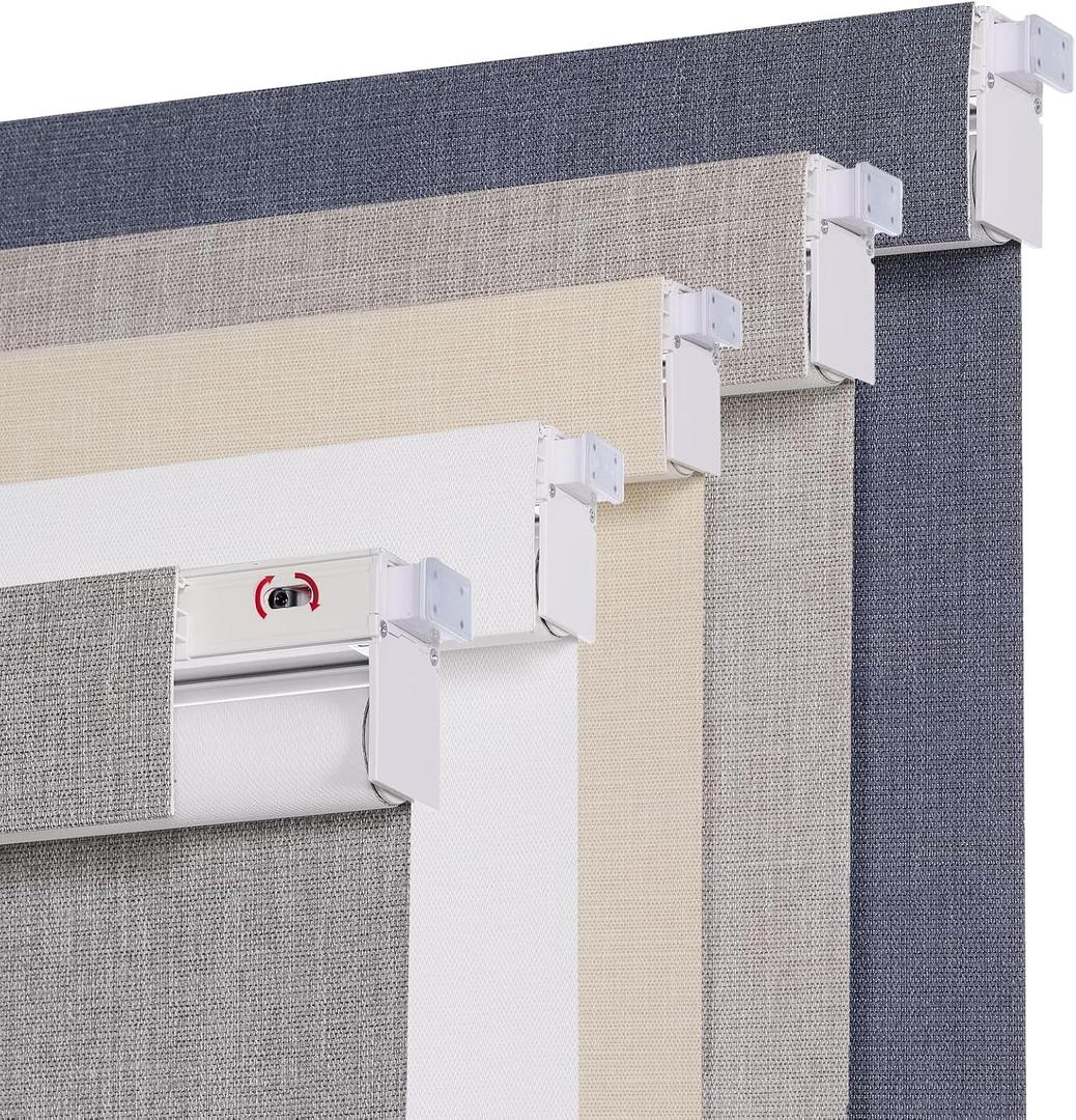Persilux No Drill Blackout Roller Shades for Window, Grey, 26 1/2"W x 72"H