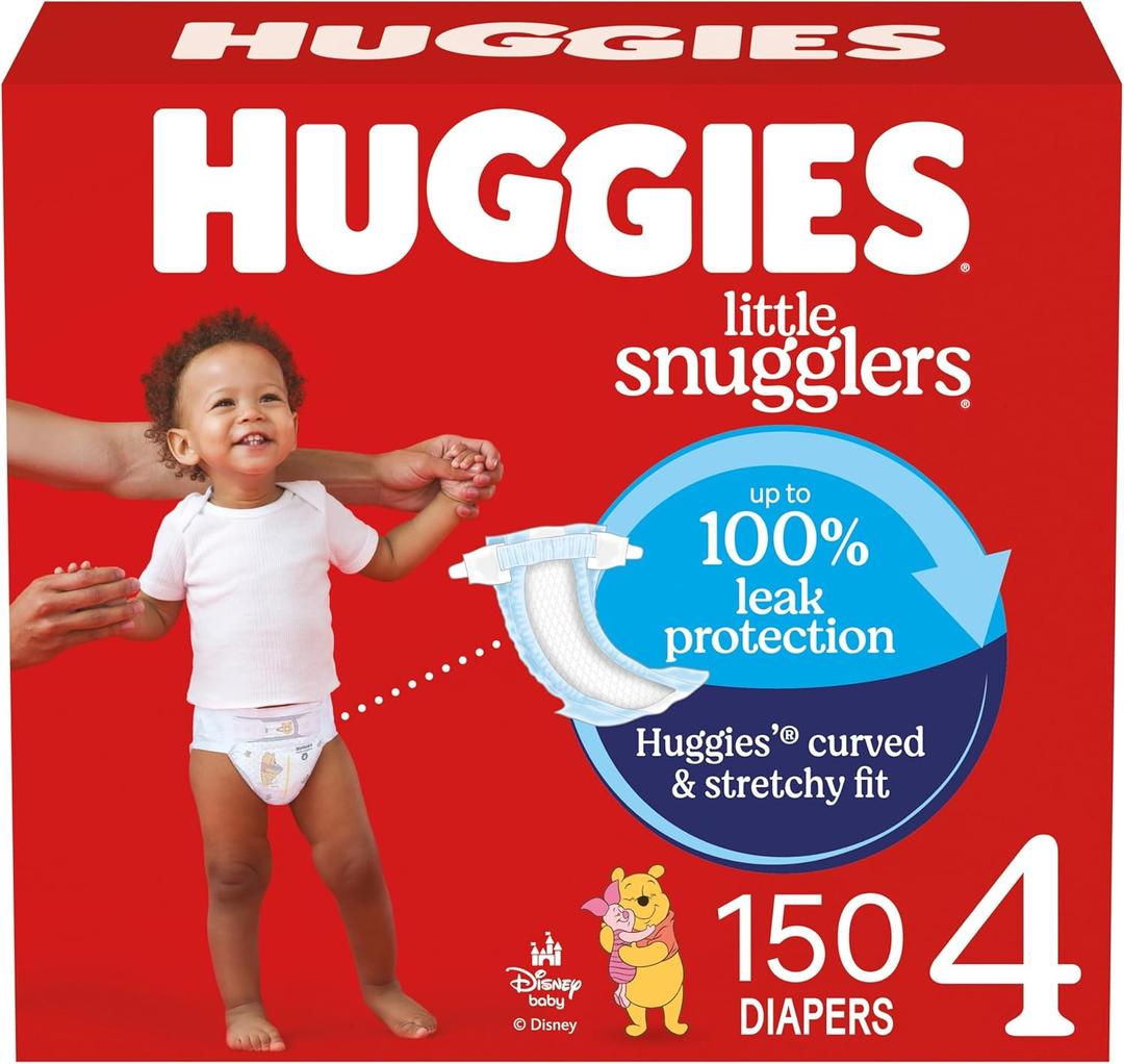 Huggies Size 4 Diapers, Little Snugglers Baby Diapers, Size 4 (22-37 lbs), 150 Count (6 Packs of 25), Packaging May Vary