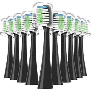 Compatible with Waterpik Complete Care 9.0 (CC-01), 5.0 (WP-862) Sonic Electric Toothbrush Replacement Brush Heads STRB-10WB, Soft Bristle, 9 Pack (Black)