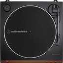 Audio-Technica At-LP60X-BW Fully Automatic Belt-Drive Stereo Turntable, Hi-Fi, 2 Speed, Dust Cover, Anti-Resonance, Die-Cast Aluminum Platter Brown