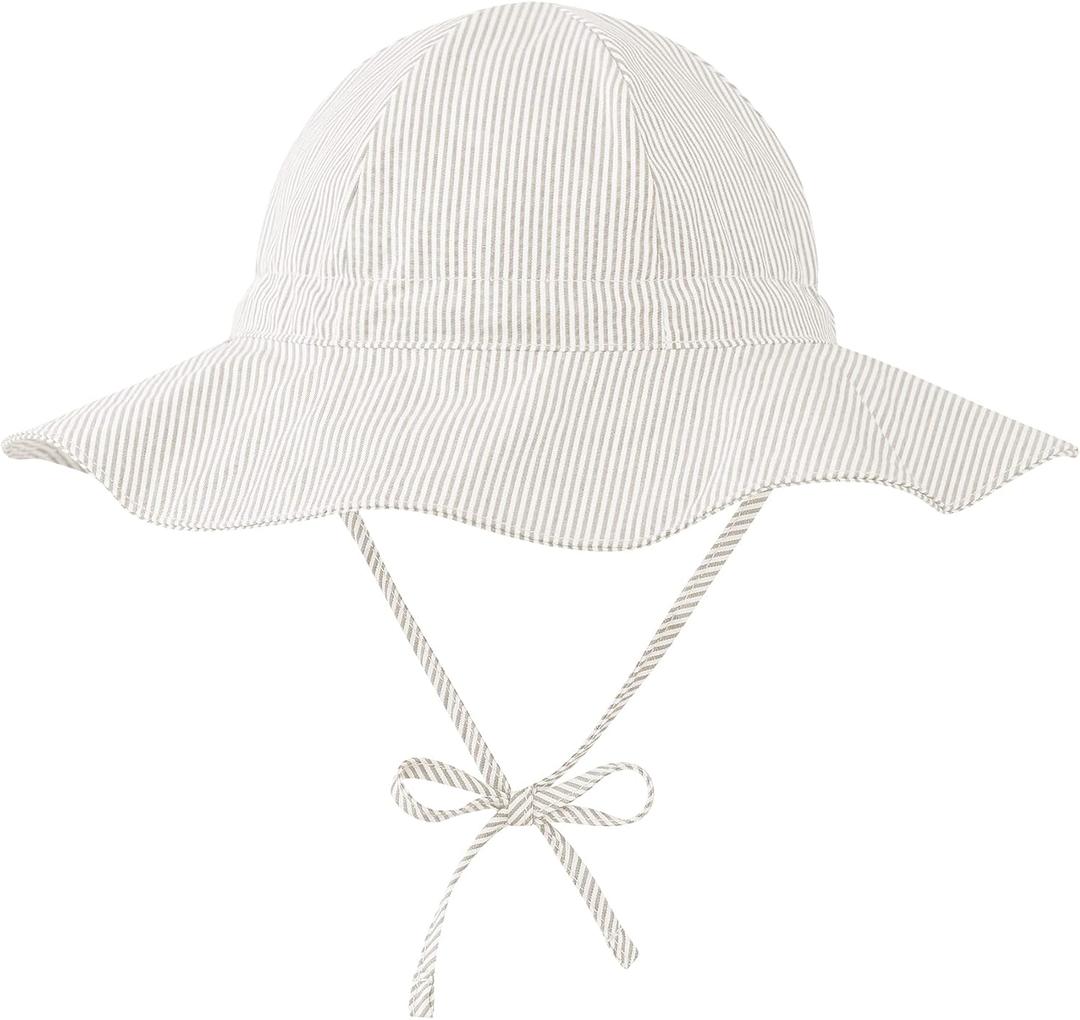 Zando Baby Sun Hat UPF 50+ Toddler Sun Protection Bucket Hats for Boys Girls Infant Wide Brim Beach Hat Baby Bucket Hat 0-4T (6-12 Months, Beige)
