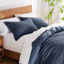 Levtex Home Cloud Waffle King/Cal King Comforter Set (106x94in) with 2 Pillow Shams (36x20in) - Solid Waffle Cotton Texture - Navy - 100% Cotton King Size Comforter Set - Soft, Pre-Washed