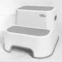Wider Dual Height 2 Step Stool for Kids | Toddler's Stool for Potty Training and Use in The Bathroom or Kitchen | BPA-Free Strong Soft-Grip Steps for Comfort and Safety (1 Pack, Greige) (1 Count (Pack of 1))