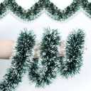 50 Feet Green Christmas Tinsel Garland Metallic Twist Shiny Hanging Garland for Christmas Tree Decorations Xmas Holiday Decor for Home Indoor Outdoor Party Supplies - Green