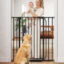 40" Extra Tall Baby Gate for Stairs, Auto Close Stroller Friendly Dog Gate Indoor for Doorways, Pressure Mounted 29"-40" Wide Baby Gate, Easy Walk Through Gate for Children & Pets, Black