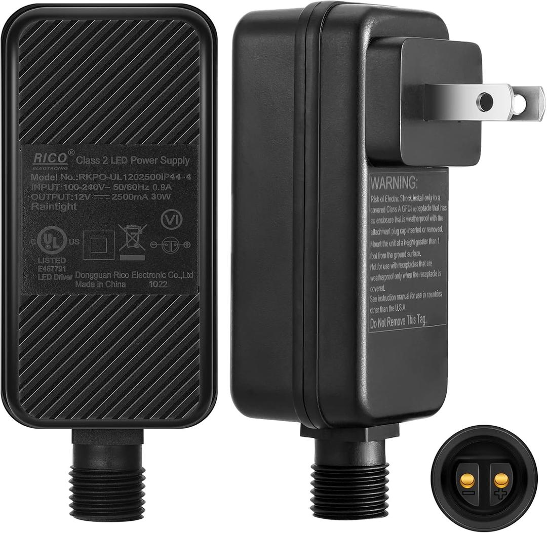 2 Pieces Class 2 Power Supply LED Transformer Replacement Outdoor Low Voltage Power Adapter for Christmas Rope Light Inflatable Decorations LED Power Supply (12V18W 1.5A)