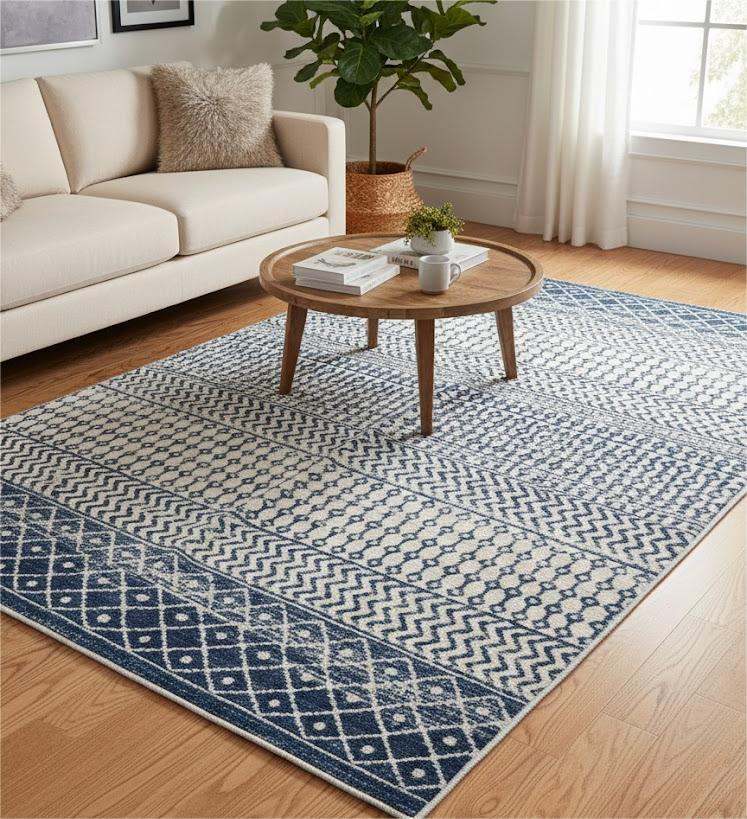 Ashler Boho Rugs, Vintage Rugs, Area Rugs, Area Rug for Living Room, Bedroom, Kitchen Dining Room, Blue Home Decor, Non-Slip & Machine Washable Rugs, Carpet Decoration, Blue/Light Pink 60x24"