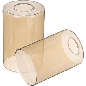 PATIKIL 6 x 4 Inch Clear Amber Glass Shades Replacement, 2pcs Handmade Glass Lamp Shade Cylinder Lampshade Light Fixture with 1-5/8" Fitter for Chandelier Pendant Wall Sconces