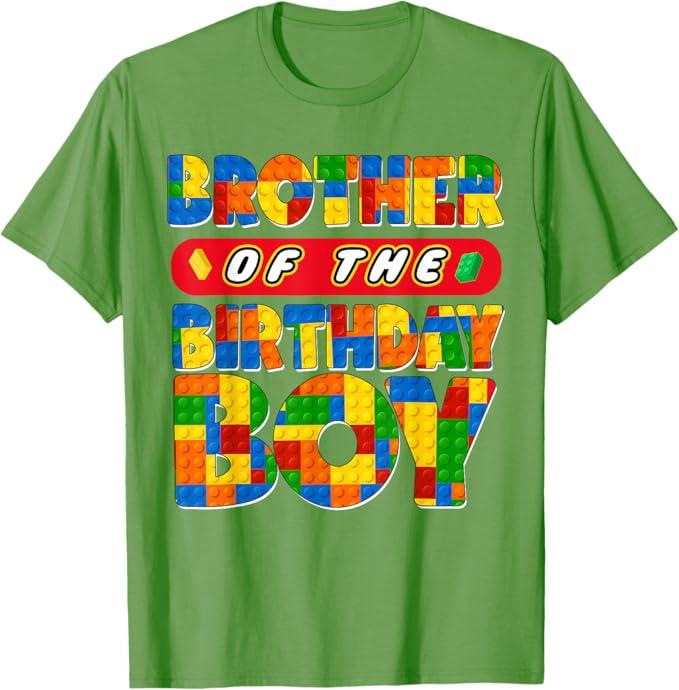 Brother Birthday Boy Building Bricks Family Party Decor T-Shirt, Size Youth S
