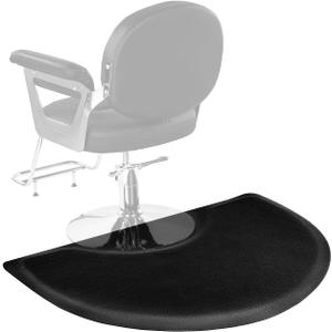 VEVOR Salon Mat for Hair Stylist, 3 x 4 FT Semi-Circle Salon Chair Mat, 1/2-inch Thickened Anti Fatigue Barber Shop Floor Mat with Round Cut Out, Easy-to-Clean PVC Surface & Anti-Trip Beveled Edges