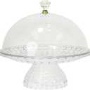 Premium Acrylic Clear Plastic Cake Stand on Feet with Dome Lid 9.5 inch