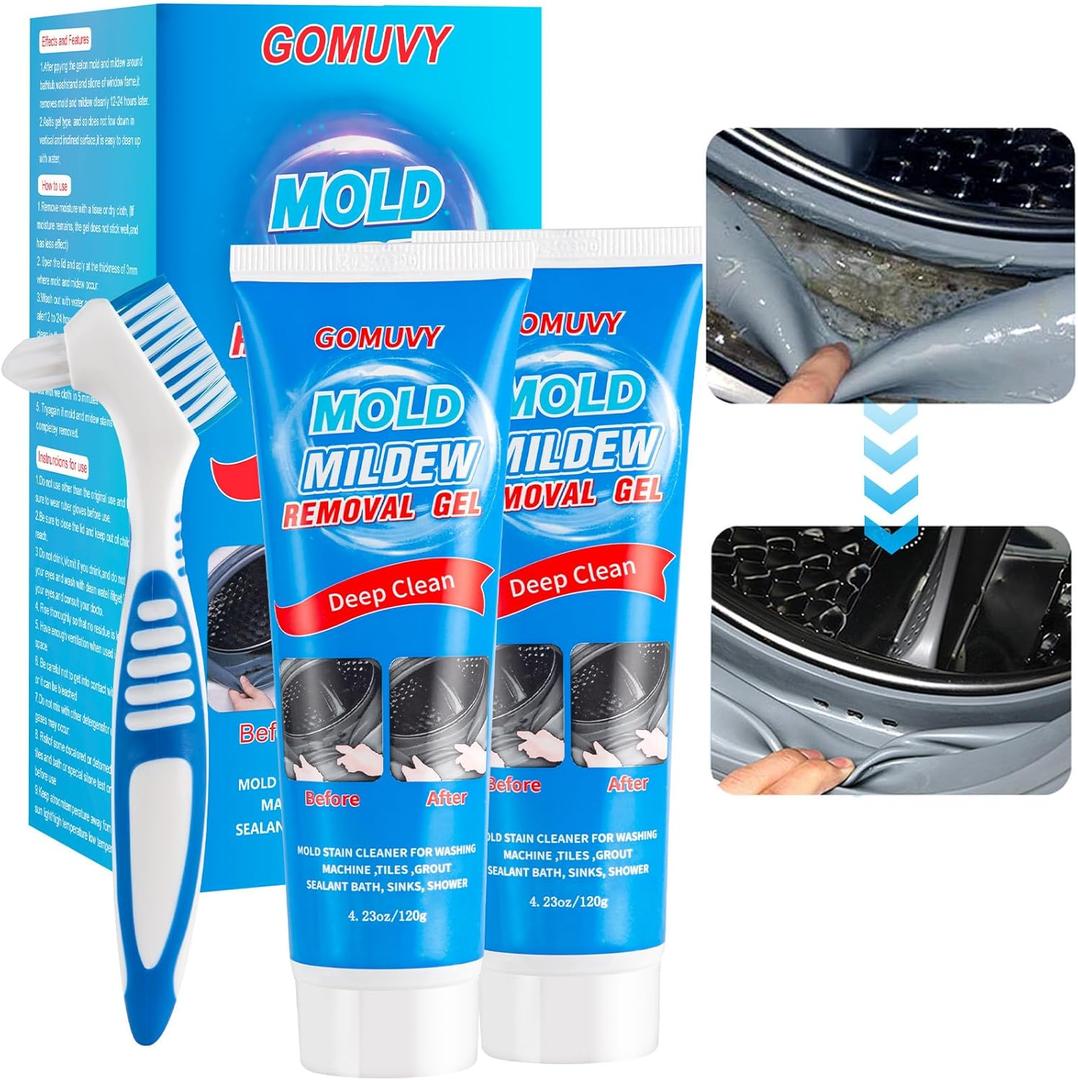 Jiffine Mold Stain Remover Gel Cleaner - Heavy Duty Cleaner for Washing Machine Seals, Grout, Caulk, Showers, and Bathroom Tile - 8 Fl Oz