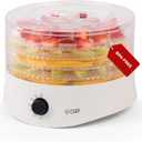 Commercial Chef Food Dehydrator, Five 9.25 BPA-Free Plastic Trays, Dehydrates and Dries Meat, Fruit, Veggies and Jerky, 280W Dehydration Machine, Adjustable Thermostat, CCD100W6, White