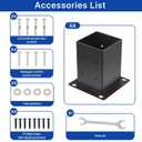 4x4 Post Base 4Pcs(Inner Size 3.55"x 3.55")Concrete Post Brackets Anchors 13 Gauge Thick Solid Steel Heavy Duty Stainless Steel Screws Black Powder Coated for Pergola,Decking,Railing,Mailbox