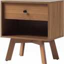 Walker Edison Mid Century Modern 1-Drawer Nightstand Bedroom Storage Drawer and Shelf Bedside End Table, 21 Inch, Mocha
