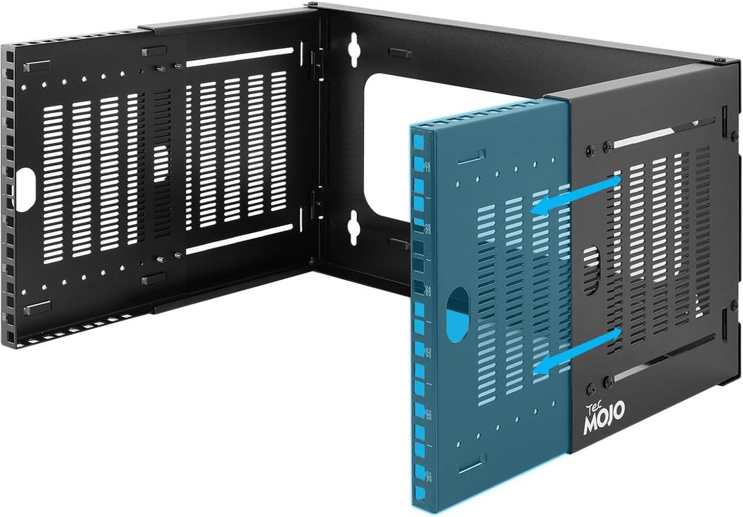 Tecmojo 6U Wall Mount Network Rack, 19" Open Frame Patch Panel Bracket with Adjustable Depth 9.7-15.9 in, Fits Shallow IT Equipments, 110 lbs Capacity, EIA-310 Compliant