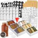 Talented Kitchen Spice Drawer Organizer with Jars and Labels with 18 Empty 4-oz Spice Bottles, 416 Seasoning Labels, 2 Pcs 3-Tier Trays for Drawer (5.9 x 15 In)