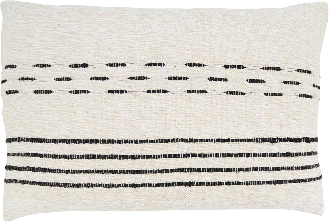 SARO LIFESTYLE Sleek Dash and Stripe Throw Pillow Cover