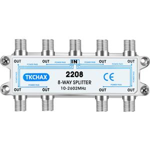 8 Way Coaxial Cable Splitter,Support 10-2602MHz, RG6 Compatible, Nickel-Plated for Cable Splitter,Work with CATV, Satellite TV,Antenna System and MoCA Configurations