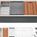 30-Inch Undermount Kitchen Sink - Stainless Steel Single Bowl Workstation With Ledge, 16 Gauge, Single Bowl Kitchen Sink with Accessories (30 x 19 x 10 Inch)