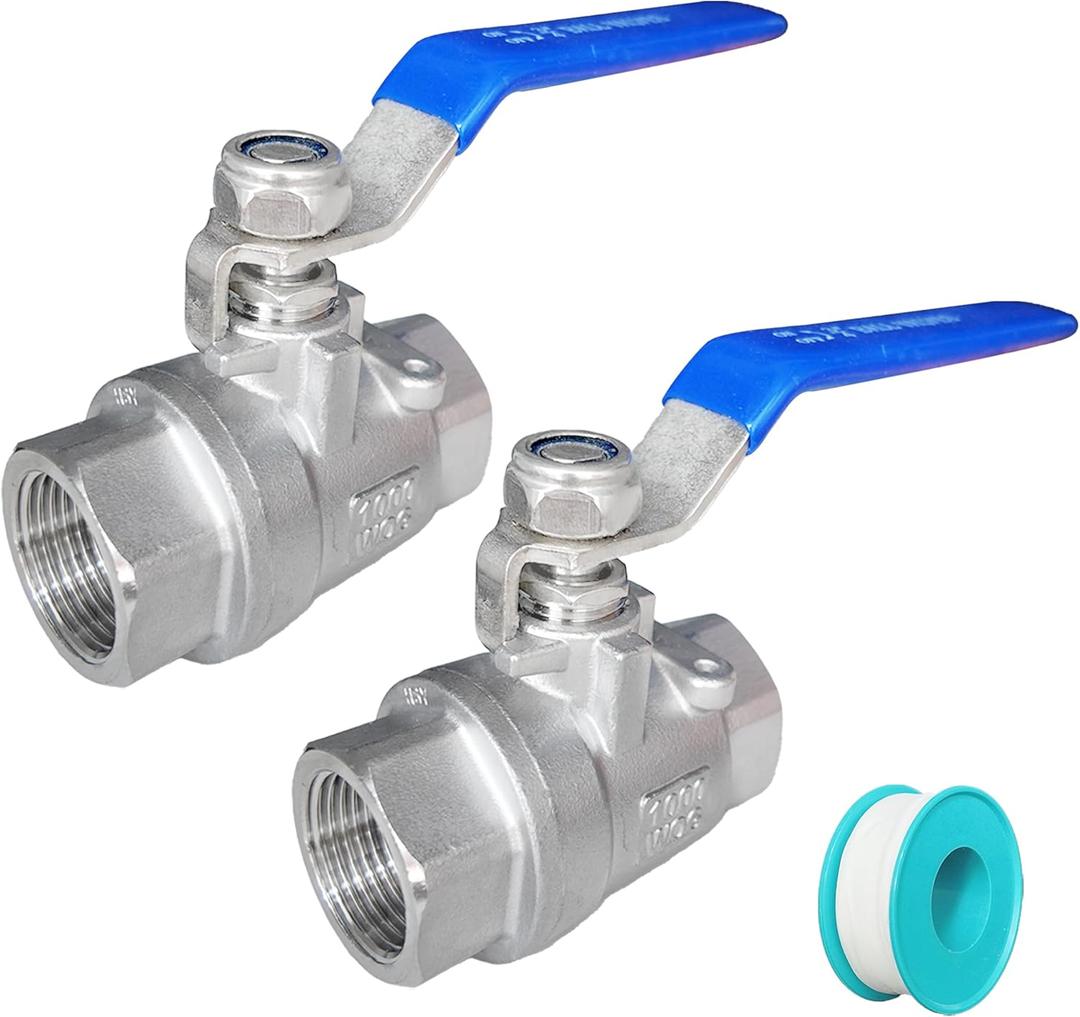 2 Pack Full Port Ball Valve 3/4 NPT 304 Stainless Steel 2 - chip ball valve Female Heavy Duty WOG1000 for Water，Oil，Gas with Locking Devic (3/4", 2)