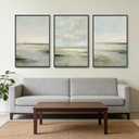 Large 3 Piece Canvas Wall Art for Living Room, 24x36 Inch Abstract Coastal Seascape Modern Sage Green Framed Prints, Gallery Wrapped Home Decor for Bedroom Office, Ready to Hang