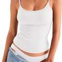 Womens Lace Camisole Tops Square Neck Ribbed Tank Tops Adjustable Spaghetti Straps, Sleeveless Summer Shirt 2026 XL