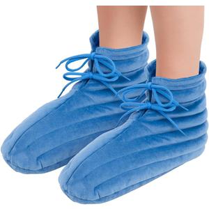 NEWGO Microwavable Slippers for Cold Feet, Heating Pad Booties for Plantar Fasciitis, Arthritis & Achilles Pain Relief - Large Size Hot Therapy Foot Warmers for Men and Women
