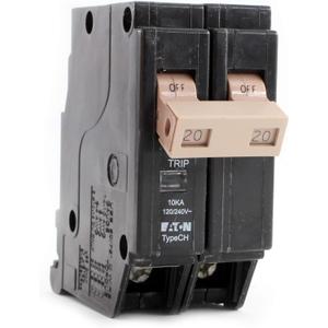 Eaton CHF220 Series 20A DP Circuit Breaker, No Size, Black