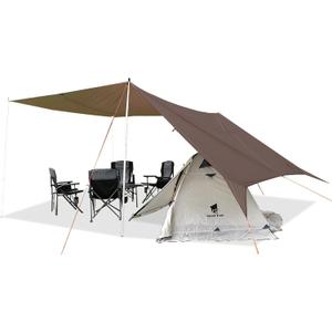 GEERTOP 17 x 10 ft Camping Tarp Lightweight Large Waterproof Hammock Rain Fly Shelter Backpacking Tent Tarp for Outdoor Hiking Bushcraft Survival Travel (Pine Cone Brown)
