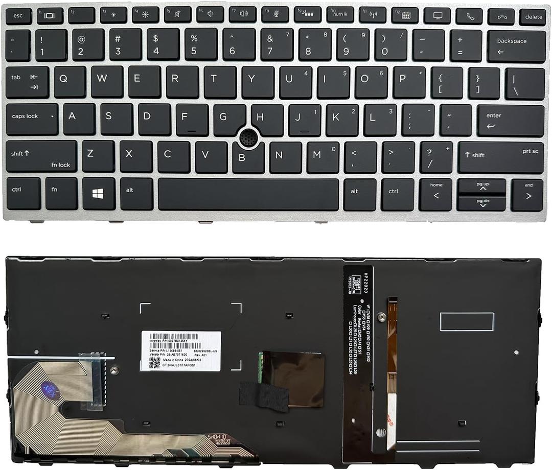 Laptop Replacement US Layout with Pointer and backlightt Keyboard for HP EliteBook 730 G5 735 G5 830 G5 836 G5 735 G6 830 G6 836 G6 P/N: L13697-001 6037B0135401