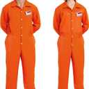 Spooktacular Creations Orange Prisoner Jumpsuit Costume Men, Orange Jumpsuit Women with Name Tag, Halloween Costumes Adult (Small)