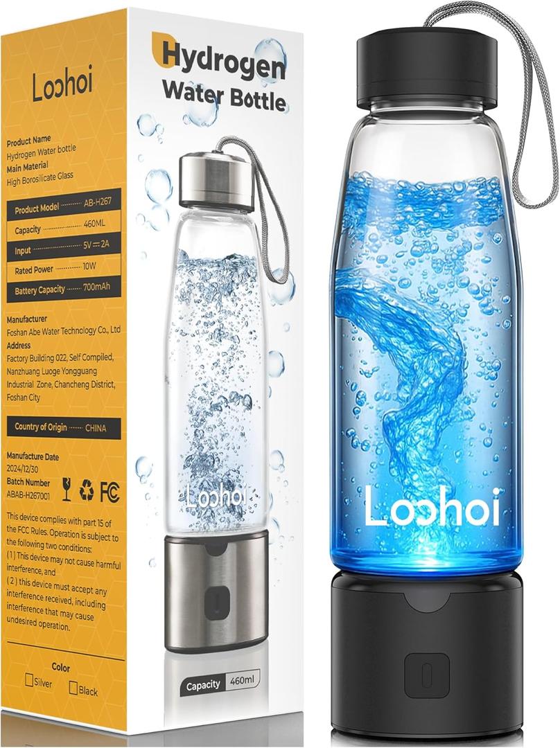 Hydrogen Water Bottle-2025 New Upgraded Hydrogen Water Generator with SPE/PEM Tech,16 OZ Portable Hydrogenated Rich Water Cup Hydro Machine,Health Gift for Home & Family (Black1)