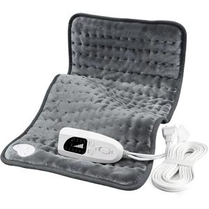 Electric Heating pad Electric Heat Pads with 6 Heat Settings & Auto Shut Off &Dry/Moist Heat Heating Pad for Back Arms Legs Neck Shoulder Knee Birthday Mother Father Girl Men Women (24"X12", Dark Grey)