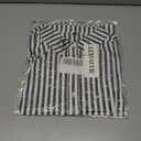 Women 2025 Summer Stripe Dolman Sleeve V Neck Oversize Shirt Tops Casual Button Up Short Sleeve Striped Blouse (S)