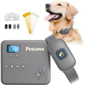 Wireless Dog Fence & Training Collar 2-in-1 | 500 ft Adjustable Boundary | Beep/Vibrate/Static 19 Levels | IPX7 Waterproof Receiver | Rechargeable | 10 Flags for Medium & Large Dogs | 1577 lb