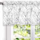 DriftAway Tree Branch Lined Valance Double Layer Blackout Thermal Insulated Abstract Ink Printing Window Curtain Valance Rod Pocket 52 Inch by 18 Inch Plus 2 Inch Header Silver Gray 1 Pack