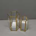 Glass Hurricane Candle Holder, Set of  3 Large Clear Hexagon Lanterns Pillar Candle Lantern with Gold Metal Frame Wedding Centerpiece Table Decor Home Decorations