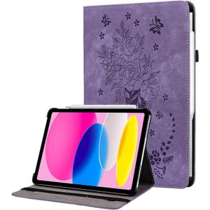 Case for iPad (A16) 11th Generation 11 Inch 2025, iPad 10th Generation 10.9 inch 2022, Auto Wake/Sleep Multi-Angle Flip PU Leather Cover with Pencil Holder, Purple