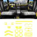 16PCS Full Set Interior Trim Kit for Jeep Wrangler JK JKU 2011-2018 4 Door,Center Console Door Handle Side Outlet Cup Holder Gear Cover Trim (Yellow)