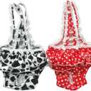 2 Pieces Washable Female Diapers with Suspender Comfort Reusable Doggy Diapers Reusable Puppy Sanitary Panties Dog Underwear Diaper for Small Girl Dogs in Period Heat (Red&Black,S)
