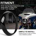 PSLER Motorcycle 7" Headlight Lamp Trim Ring Cover Headlight Assembly Fit for Touring Road King Electra Glide Street Glide Tri Glide FLHT FLHR (Black)