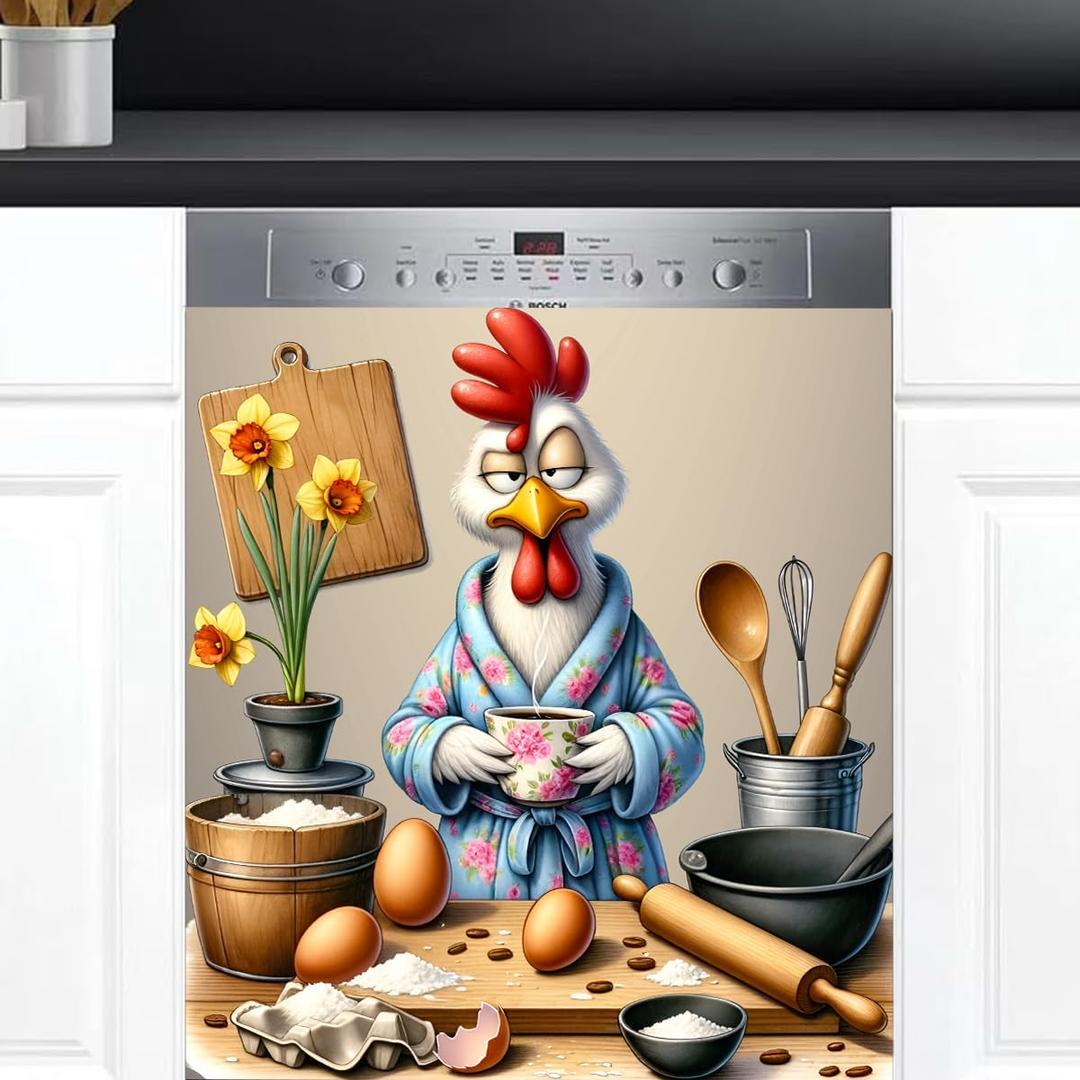 Dishwasher Magnet Cover Rooster Funny Animal Dishwasher Decorative Cover Front Dishwasher Door Cover Reuseable Dishwasher Cover Panel Decal for Kitchen Refrigerator Home Appliances 23" X 26" (A:color 8)