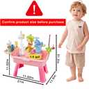 2026 Upgraded Water Table for Toddlers 1-3, Kids Mini Play Sink Toys with Running Water & Electric Pump, Kitchen Sink Sensory Toy, Fishing Game Outdoor Water Play Table for Kids Ages 4-8, Pink