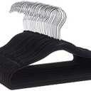 Amazon Basics Kids Velvet, Non-Slip Clothes Hangers for Infant and Toddler, 11.6 in (for baby clothes), Pack of 50, Black