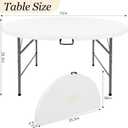 HAISIWLKJ 6FT Round Folding Table White Fold-in-Half with Carrying Handle Portable Plastic Card Table for Indoor or Outdoor Events,Dining,Wedding, Camping,Party Table